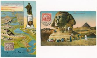 4 db RÉGI egyiptomi képeslap + 1 Jeruzsálem / 4 pre-1945 Egyptian postcards + 1 Jerusalem