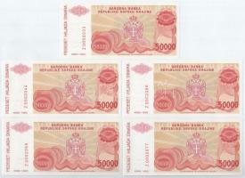 Horvátország / Krajnai Szerb Köztársaság 1993. 50.000D (5x) "Z" pótkiadás "Z 0002033&...