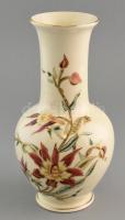 Zsolnay virág mintás váza. Kézzel festett, jelzett, kopott m:26 cm