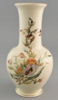 Zsolnay virág mintás váza. Kézzel festett, jelzett, kopott m:26 cm