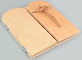 Házi oltár, triptichon, tűzzománc fára ragasztva. 27x49cm