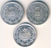 Német Birodalom/Császárság 1905-16. 1/2M Ag (3x) mind klf évszámmal T:2,3