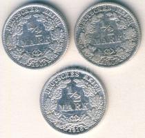 Német Birodalom/Császárság 1905-16. 1/2M Ag (3x) mind klf évszámmal T:2,3