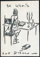 9 db vegyes ex libris, közte egy Helbing Ferenc (1870-1958), 8x5,5 cm és 14,5x10 cm közötti méretben