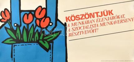 MSZMP KB agitprop osztály 4 db szocialista plakát. 34x60 cm