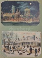 Közel 140 darabos képeslap gyűjtemény maradvány régi képeslap albumban, benne főleg motívum és üdvöz...