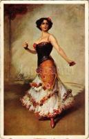 Tänzerin / Danseuse / Lady art postcard, dancer s: Kaulbach (EK)