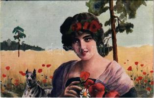 1917 Sommer / Lady art postcard s: A. Dobrowolski (EK)