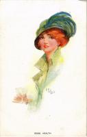 Good Health Lady art postcard. The Carlton Publishing Co. E.C. Series No. 702/6. artist signed (EK)