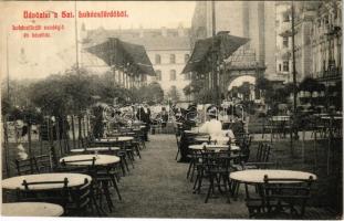 1909 Budapest II. Szt. Lukács fürdő vendéglő és kávéház terasza (Rb)