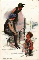 Dangers of the Deep Lady art postcard. Reinthal & Newman No. 772. s: Harrison Fisher (b)