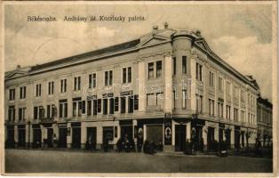 1926 Békéscsaba, Andrássy út, Kociszky palota, Németh árpád üzlete