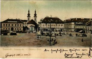 1902 Temesvár, Timisoara; Losonczy tér, piac / market square (EK)