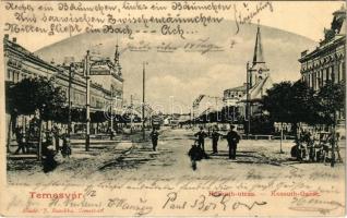 1901 Temesvár, Timisoara; Kossuth utca, Párisi nagy áruház. J. Raschka / street, shop