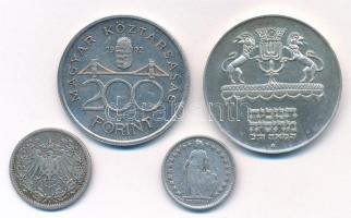 1992. 200Ft Ag "MNB" + Izrael 1972. 5L Ag + Német Birodalom 1906A 1/2M Ag + Svájc 1921.1/2...