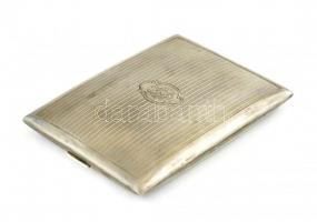 Ezüst cigarettatárca jelzett, monogramos, belül gravírozott, 103,1 g 11x8 cm