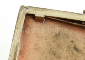 Ezüst cigarettatárca jelzett, monogramos, belül gravírozott, 103,1 g 11x8 cm