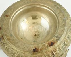 Keleti fém cukortartó, Kopott, d: 18cm