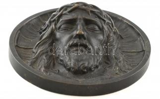 Krisztus fej. Bronz, jelzés nélkül. d: 18 cm