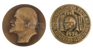 2 db Lenin fejes bronz plakett d: 7 cm, 8 cm