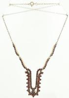 Ezüst (Ag) nyaklánc gránátkövekkel. Jelzett. br 11 g