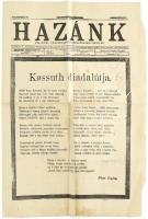 1894 Kossuth Lajos temetéséről szólü beszámoló a Hazánk c. lap tiszteletpéldányában