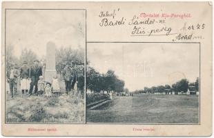 1918 Kispereg, Kis-Pereg, Peregu Mic (Németpereg, Peregu Mare); Milleniumi emlék, utca / monument, street (apró szakadás / tiny tear)