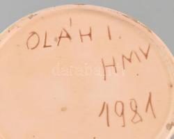 Oláh István Hódmezővásárhely váza, kerámia, jelzett, kopott, apró csorbák, m: 24 cm