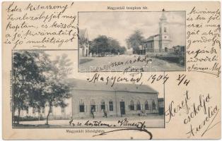 1904 Magyarád, Magyarát, Maderat; Templom tér, községháza / church square, town hall (EK)