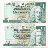 Skócia 1997. 1P (2x) T:II Scotland 1997. 1 Pound (2x) C:XF