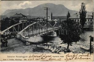 1906 Rózsahegy, Ruzomberok; Vágrészlet a híddal. Kohn A. 1906. / river Váh and bridge (fl)