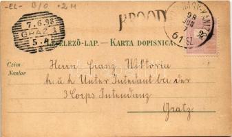 1898 (Vorläufer) Bród, Nagyrév, Slavonski Brod, Brod na Savi; Jelacicev trg, Savska ulica, Most prek...