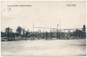 1912 Nagyszeben, Hermannstadt, Sibiu; Kadettenschule, Tennis Platz / Hadapród iskola, tenisz pálya / K.u.k. military cadet school, tennist court