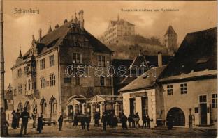 Segesvár, Schässburg, Sighisoara; Iparosegylet háza, gimnázium. H. Zeidner / Gewerbevereinshaus / House of Craftsmen Association, grammar school