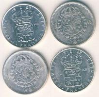 Svédország 1945-1968. 1K Ag (4x) mind klf évszámmal T:2,3