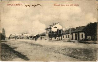 1909 Nagymihály, Michalovce; Kossuth Lajos utca jobb oldala / street (EB)