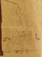 cca 1920 Erotikus grafikák kollázsáról készült másolat, szakadásokkal, 39×74 cm