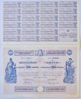 Szentgotthárd 1923. Ipar- és Gazdasági Népbank Részvénytársaság Szentgotthárd részvénye 2000K-ról, szárazpecséttel, bélyegzéssel, szelvényekkel T:III