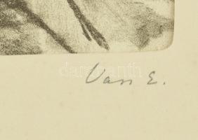 Vass Elemér (1887-1957): Tetők a Champs de Marson, Párizs. Litográfia, papír, jelzett, számozott (22...