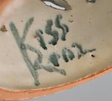 Kiss Roóz Ilona (1920-2010): Csárdás lány, mázas kerámia, kézzel festett, jelzett, hibátlan, m: 36cm