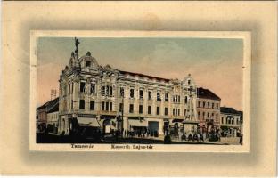 1911 Temesvár, Timisoara; Kossuth Lajos tér, szobor, Nenadovits, Schild Károly, Grosz, Jermovits üzlete. Ideal W.L. Bp. No. 6677. / square, shops