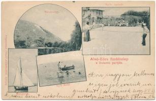 1903 Alsóörs, Malomvölgy, Bérvitorlás, Nyílt fürdő, Nyilvános lapdatér (tenisz). Divald (EK)