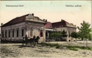 Balatonszemes-fürdő, Hableány szálloda, lovaskocsi. Tényi Kálmán 15-1913.