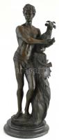 Olasz szobrász, 20. sz. eleje : Ifjú kecskével. Bronz, márvány talapzaton, jelzés nélkül, m: 55 cm