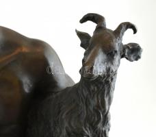 Olasz szobrász, 20. sz. eleje : Ifjú kecskével. Bronz, márvány talapzaton, jelzés nélkül, m: 55 cm