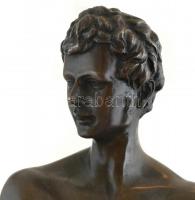 Olasz szobrász, 20. sz. eleje : Ifjú kecskével. Bronz, márvány talapzaton, jelzés nélkül, m: 55 cm