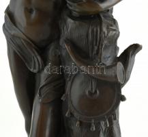 Olasz szobrász, 20. sz. eleje : Ifjú kecskével. Bronz, márvány talapzaton, jelzés nélkül, m: 55 cm