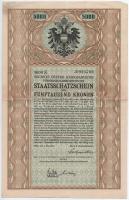 Ausztria/Bécs 1917. 6. osztrák hadikötvény 5000K-ról (4x) T:III Austria/Vienna 1917. 6th Austrian War Loan about 5000 Corona with coupons (4x) C:F