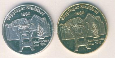 NSZK 1986. "Göppingeni fesztivál-Spindelpresse" ffém + aranyozott változat T:BU