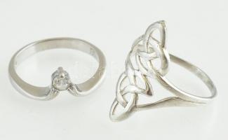 Ezüst(Ag) gyűrű, 2 db, jelzett, méret: 54, bruttó: 3,7 g